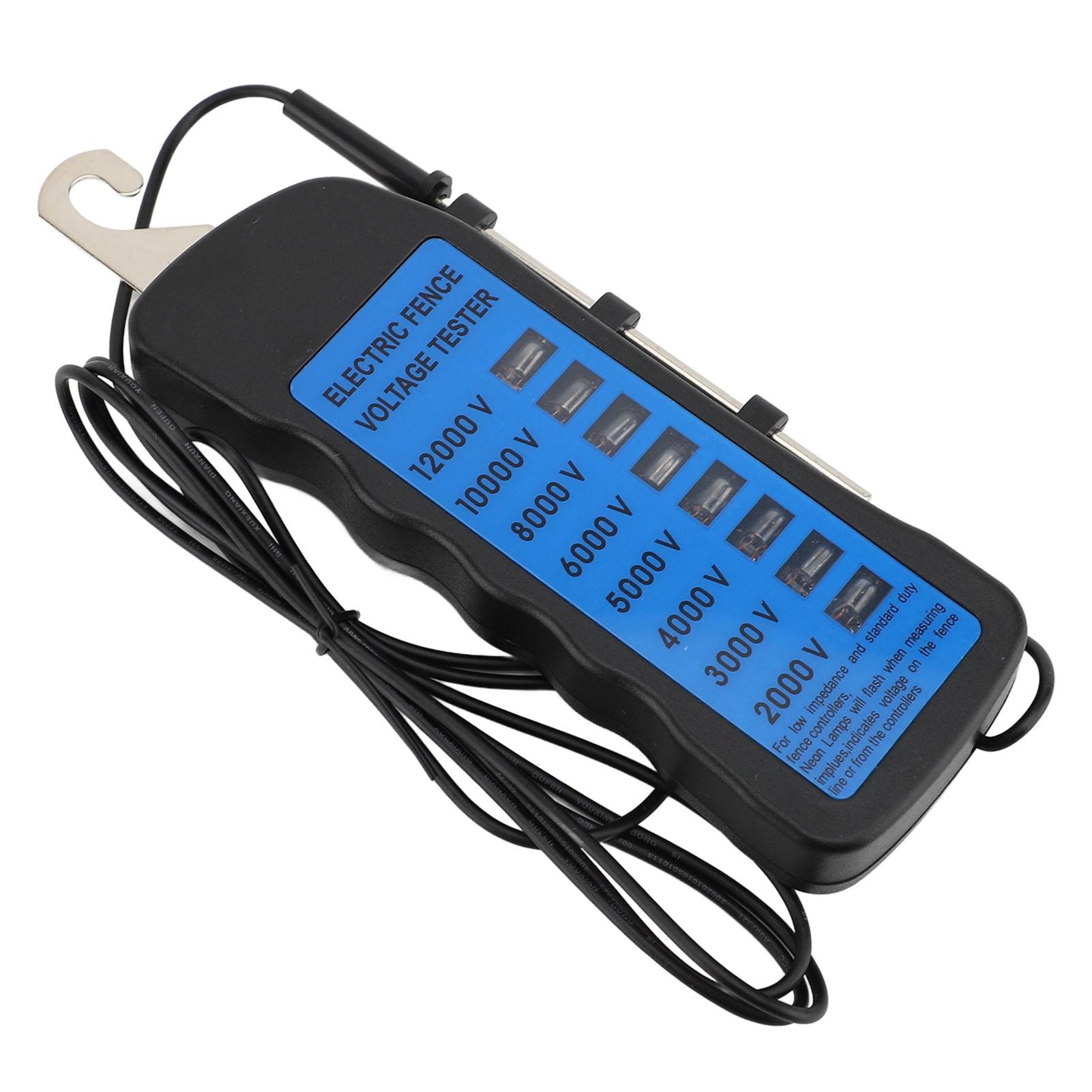 

Тестер напруги електричної огорожі Несправношукач 12 кВ Портативний тестер огорожі ферми з 8 світловими індикаторами