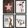 WXHUM Preppy Leopard Cheetah Prints Room Decor Y2K Wall Art Posters Set of 4, Funky Lucky 8 Ball Coquette Pink Bow Trendy Posters for Girls Room