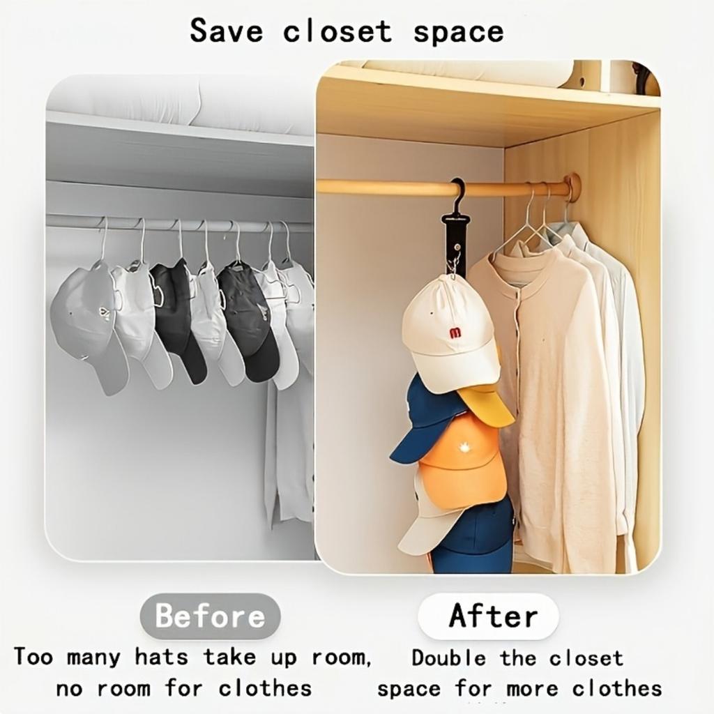 Stainless Steel Hat Rack with 8 Clips - Non Electric Hat Storage Rack for Home Wardrobes, Versatile for Summer Clothing Storage and Home Decoration