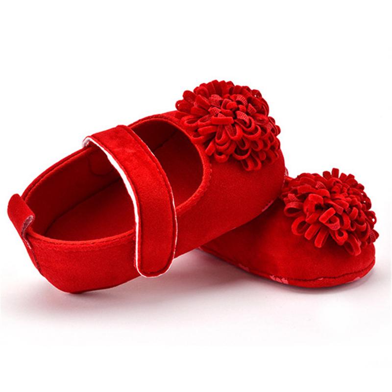 Newborn Baby Prewalker Anti-slip Shoes Footwear Classic Princess Girl Crib Mary Jane Big Flower Shoe