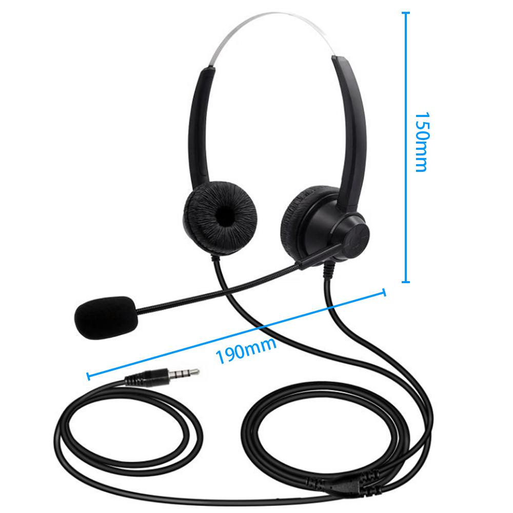 3,5 mm trådbundet datorheadset med mikrofon dubbelsidiga hörlurar universellt kontor callcenter
