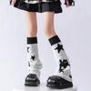 Reversible Knitted Long Tube Leg Warmers with Cute Cats Pattern for Women Punk Grunge Flared Boot Covers Footless Socks