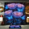2Dflat 1pc/4pcs Fantasy Rose Butterfly Dance Print Shower Curtain Set, Decorative Bathroom Set Includes Shower Curtain, Non-Slip