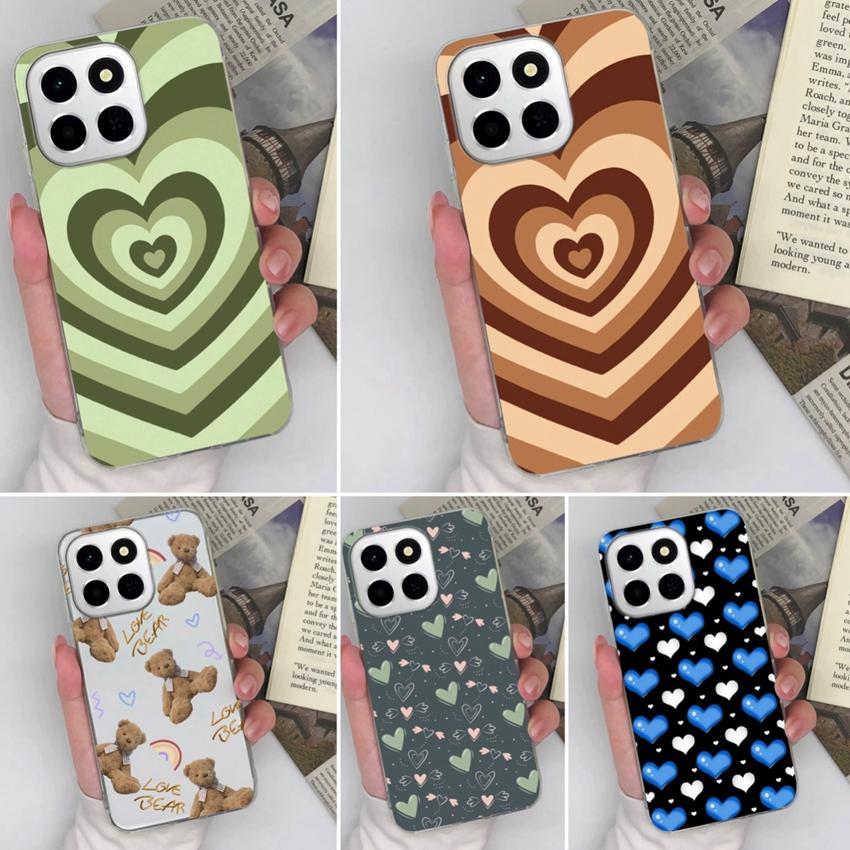 Clear Phone Case For Huawei Honor X6c X8c X7a X8a 400 Pro Pretty Love Heart Pattern Soft Silicone Shockproof Premium Protection Cover For Huawei Shell