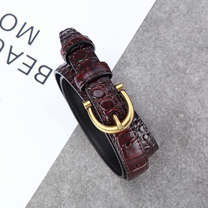 

Женский ремень с отделкой под крокодила, универсальный, для джинсов, костюма и платья, облегающий талию, из натуральной кожи, черный ремень для брюк 105cm