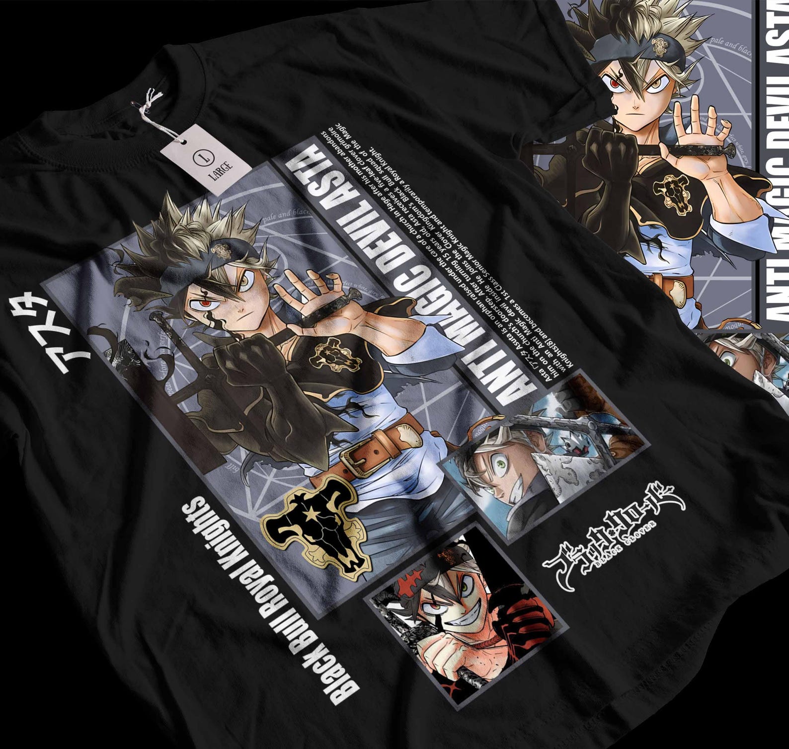 Black Bulls Anime T-shirt Unisex, Anime Manga Shirt, Anime Shirt, Anime Lover Shirt, Graphic Anime Tee, Manga Shirt, Japanese Shirts M