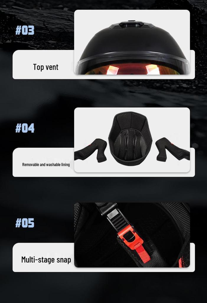 3C Certified Motorcycle Helmet: Double Lens, Convertible Half & Full Design for All Seasons, Unisex Model