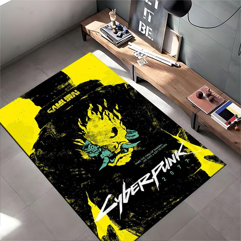 Cyberpunk Samurai Theme Carpet Suitable As a Non-slip Mat for the Living Room or Bedroom Sofa