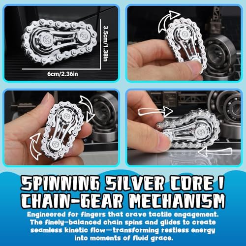 5 Pack Fidget Toys Set for Kids Adults, Sensory Toys with Fidget Slider Cube Finger Bike Chain, Cool Desk Gadgets Stress Relief Party Gift