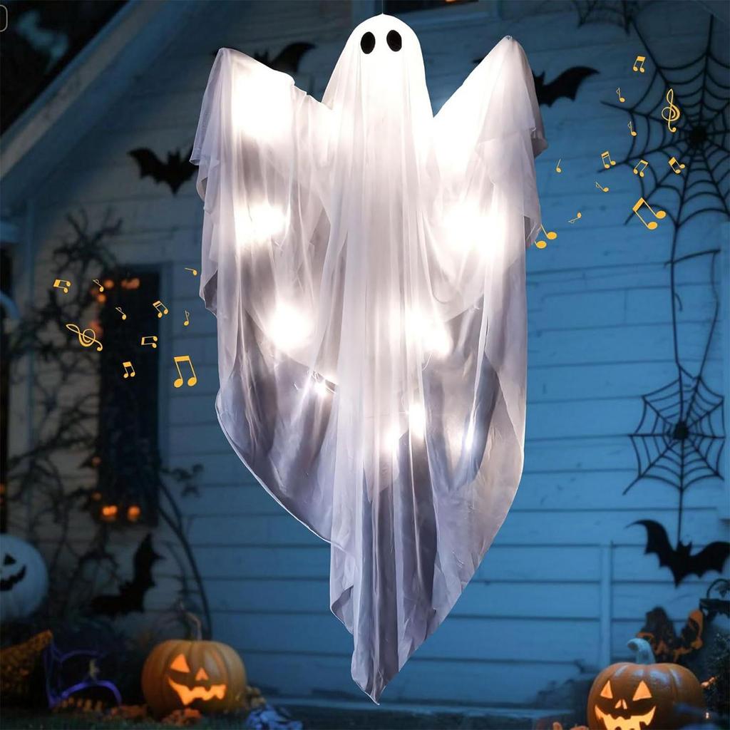Halloween Dimmable Light Up Ghost Decorations 3 Lighting Modes Statue Hangable Figurines Glowing Decoration Scary With Sounds