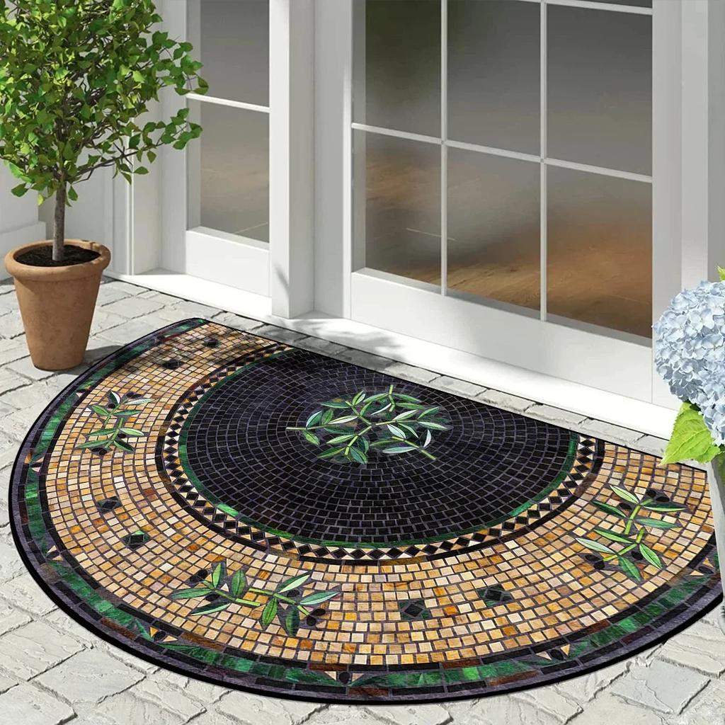 Entrance Carpet Home Door Entry Mat Outdoor Garden Decorative Carpets Luxury Welcome DoorMats Semi-circular Rug Tapete De Entra