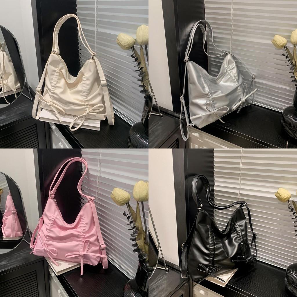 Trendy Bowknot Tote Bag In Beige Silver Pink And Black 2024 Fashionable Design