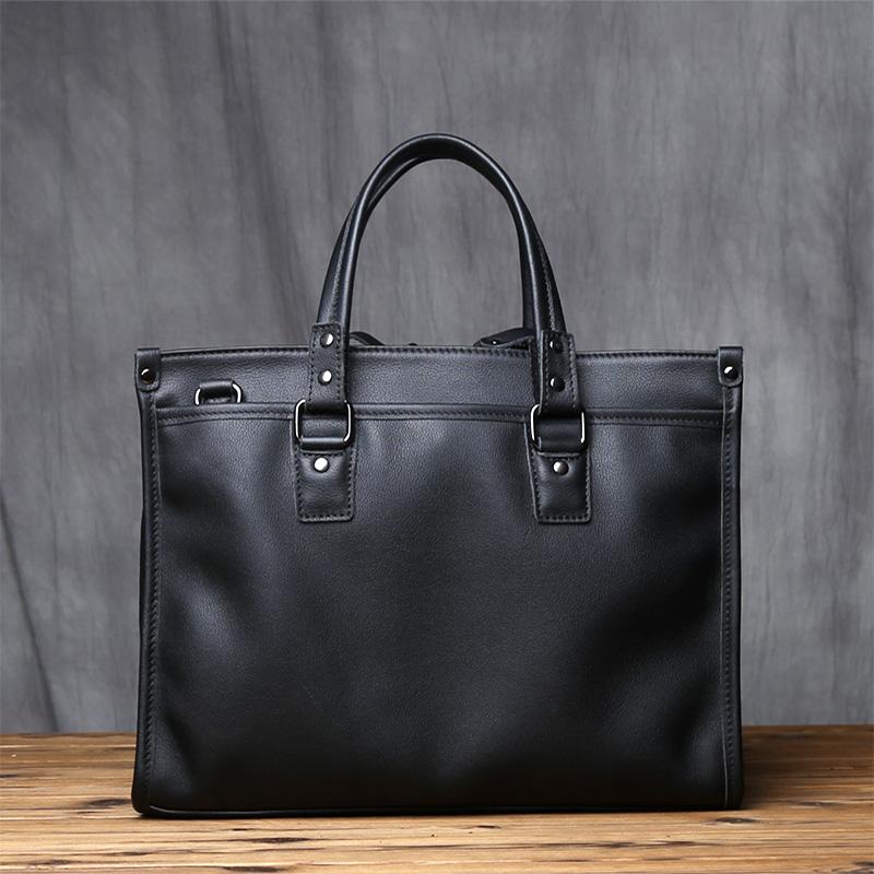

NZPJ Genuine Leather Men Briefcase Natural Cowhide Casual Handbag Soft Leather Business Shoulder Bag For 16 Inch Laptop чёрный