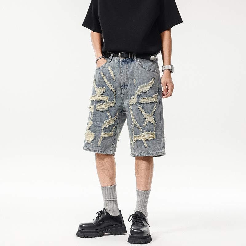 

Новые летние мужские шорты, бриджи, персонализированные тонкие джинсовые шорты до колена 40