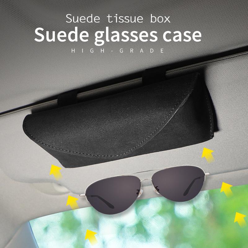 Car Sunglasses Holder Universal Suede Multi-function Glasses Clip Bill Clip Auto Accessories Glasses Case