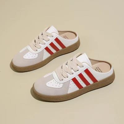 Dexun Baotou Half Slippers Women's 2025 Spring and Summer Models Wear Retro Leather Thick Soles Without Heels and Lazy Shoes