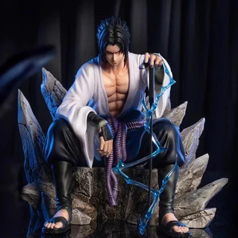 18cm Naruto Uchiha Sasuke Mantra Seal Action Figure Sitting Pose Pvc Model Statue Collection Decoration Toys Gift Ornaments