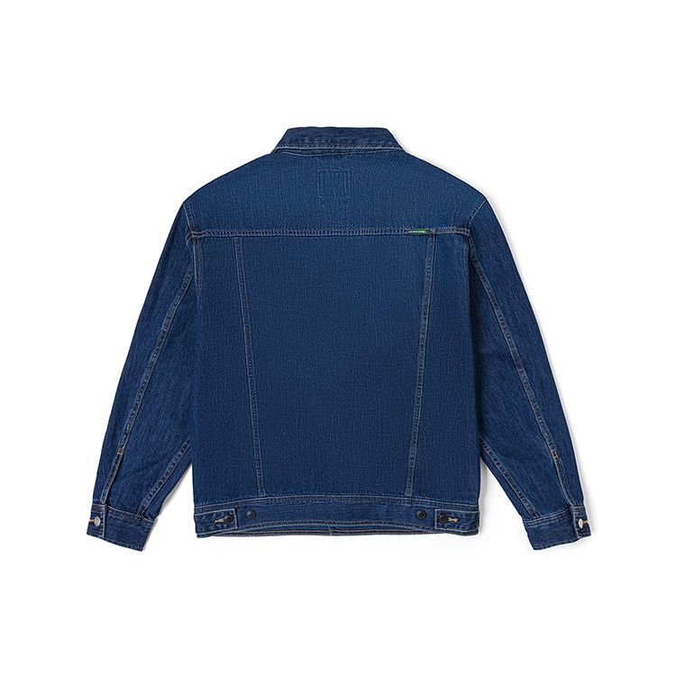 Lee SS23 Washed Vintage Letter Embroidered Single-Breasted Denim Jacket Men jackets Medium-Blue LMT004498101291A02860