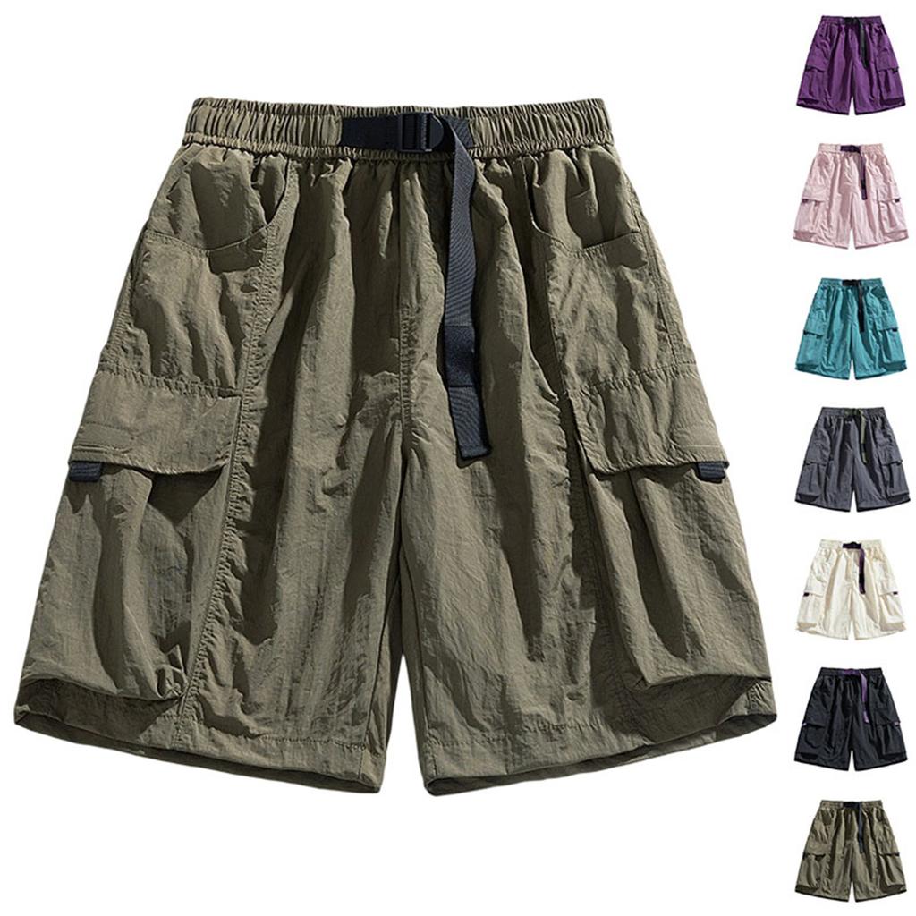Herren Cargoshorts Entspannte Passform Mehrere Taschen Fünf-Punkt-Länge Elastischer Bund Outdoor Utility-Shorts