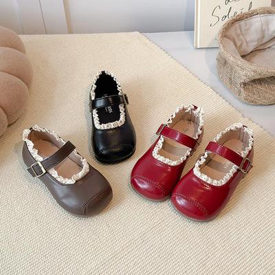 2026 Spring Children's Soft-Soled Leather Shoes - Baby Princess Lace Trim Shoes for Toddlers and Kids - Fashionable Flats