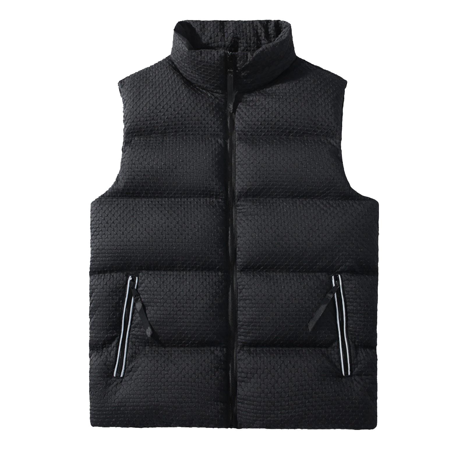 

Мужской повседневный стеганый жилет с цветными блоками, мужская утолщенная свободная куртка без рукавов на молнии со стойкой XXL чёрный