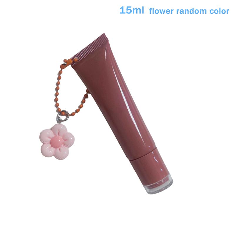 

15ml Empty Lipstick Tube with Keychain Pendant - Refillable Squeeze Sub-Bottling Lipgloss Sample Liquid Container коричневый