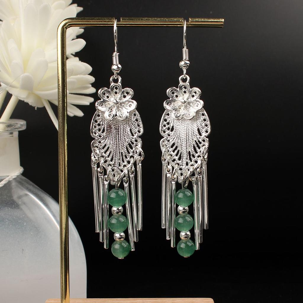 Turquoise Earrings Bohemian Drop Ear Earrings with Tassels, Geometric Alloy, Retro Style, Boastful Ear Accessories