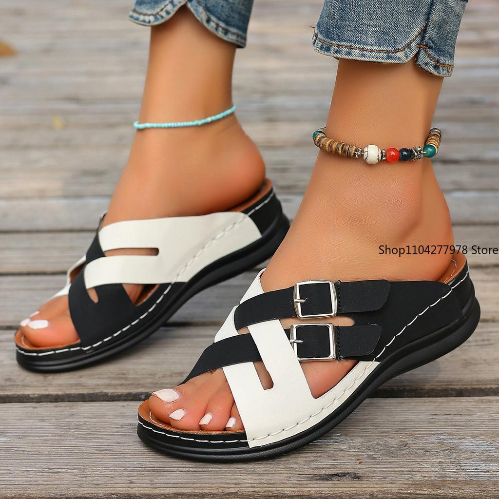 Fashion Woman Shoes Sandals Summer Comfortable Walking Shoes Slides Woman Wedge Casual Slippers Woman Female Footwear Plus Size 43