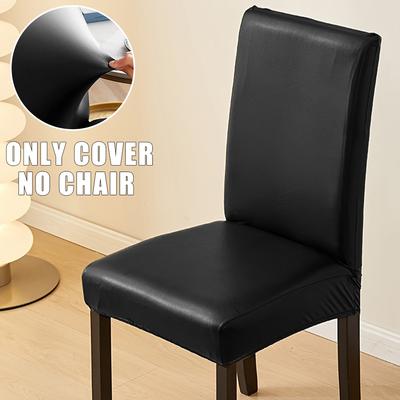 PU Leather Dining Room Chair Cover Elastic Waterproof Chair Slipcover Office Dustproof Restaurant Seat Case Home Decor 1pc