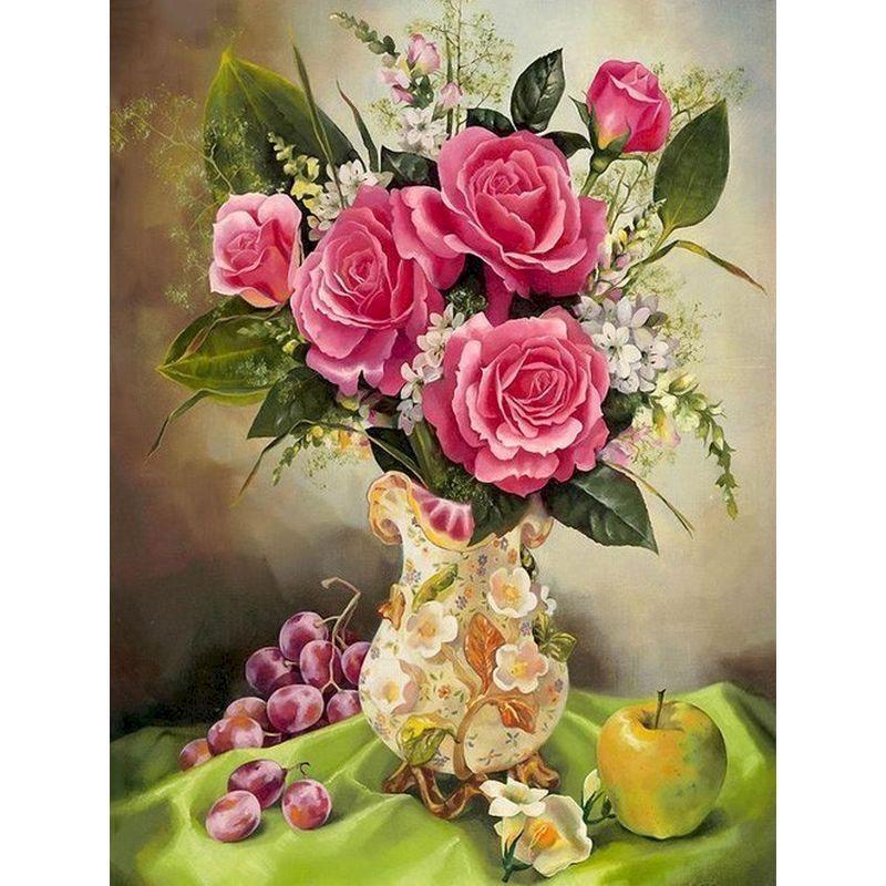 

5D DIY алмазная живопись ваза для цветов комплект для вышивки крестиком Алмазная вышивка роза горный хрусталь мозаика художественная картина украшение дома Full Round 30x40CM