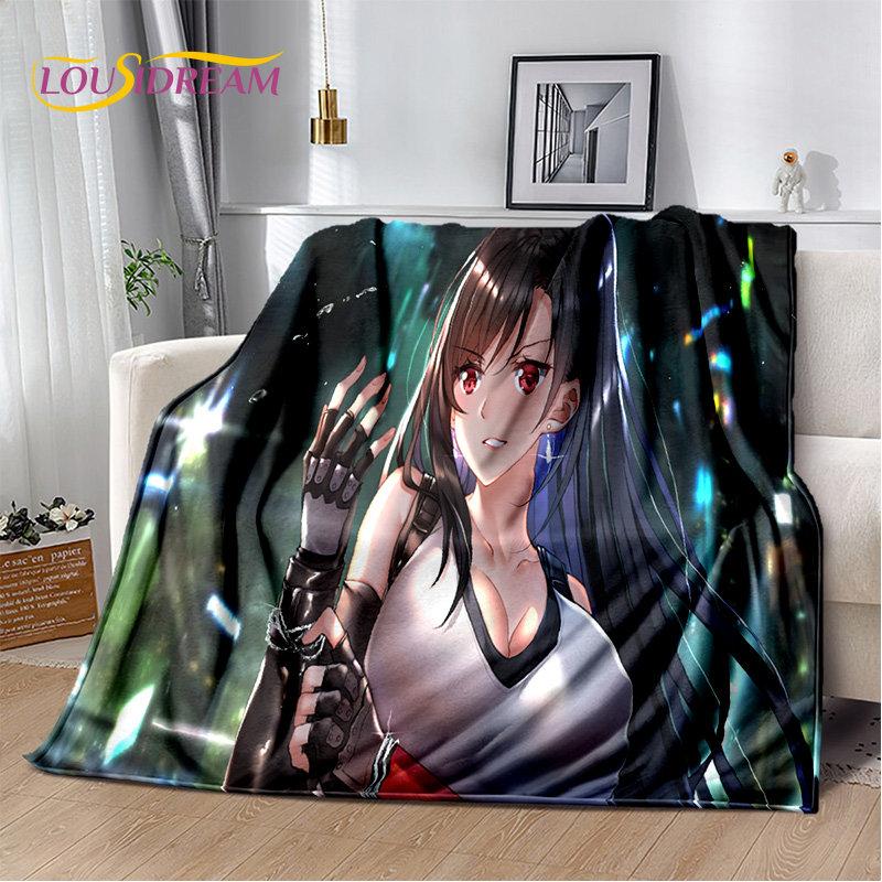 Sexy Girl Lace Tifa Aerith Anime Weiche Plüschdecke, Flanelldecke, Überwurfdecke für Wohnzimmer, Schlafzimmer, Bett, Sofa, Picknick-Abdeckung