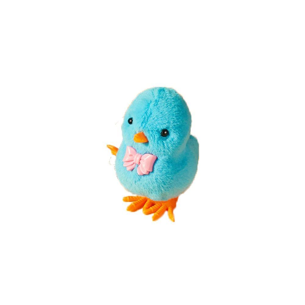 

Walking Plush Chicken Clockwork Toy Hat Wind Up Chicken toy Cute Toddlers blue-bow tie