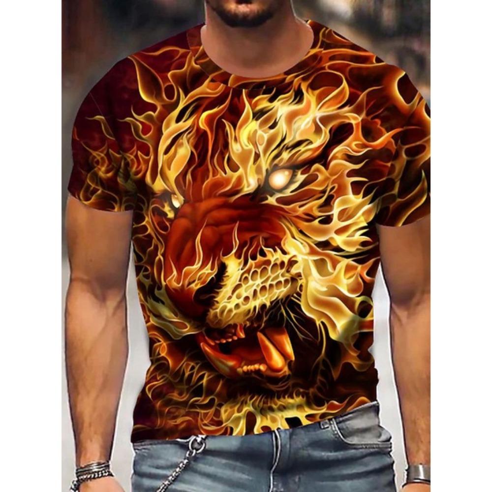 

Уличная мода животное тигр 3D мужская футболка с круглым вырезом и короткими рукавами мужской топ футболка оверсайз мужская футболка 6XL