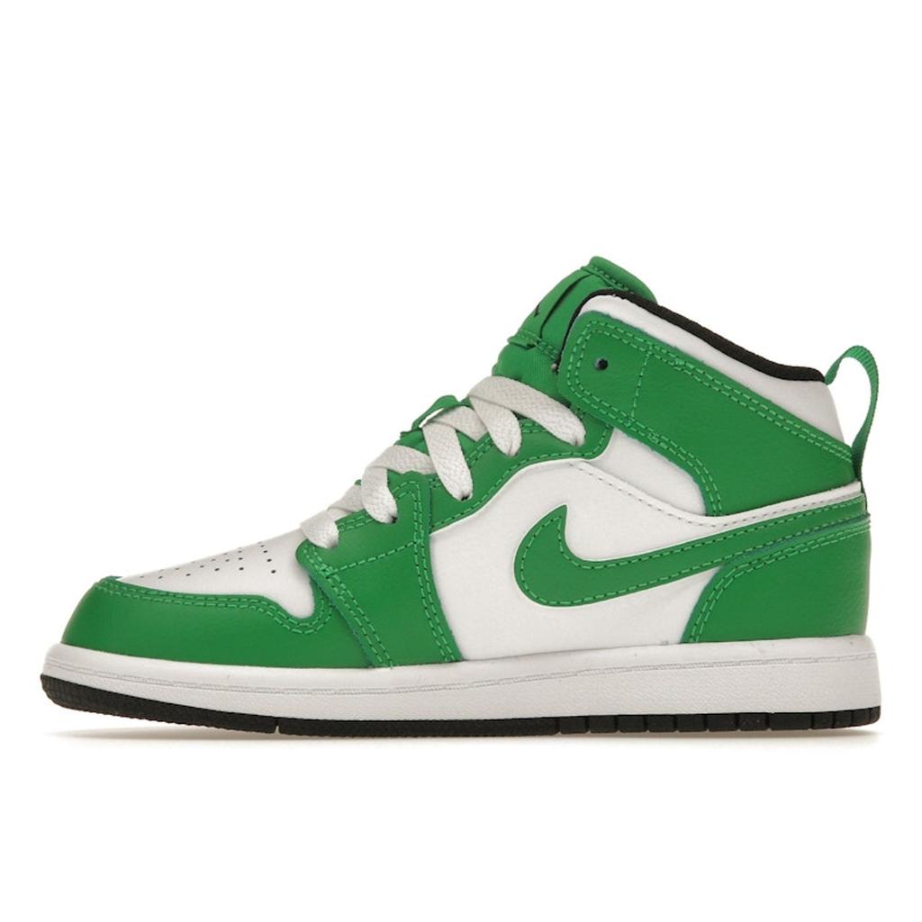 Air Jordan 1 Mid PS Lucky Green Kids Sneakers Black White DQ8424-301