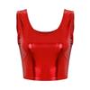 Fashion Women's Shiny Leather Metallic Sleeveless Scoop Neck Crop Tank Tops