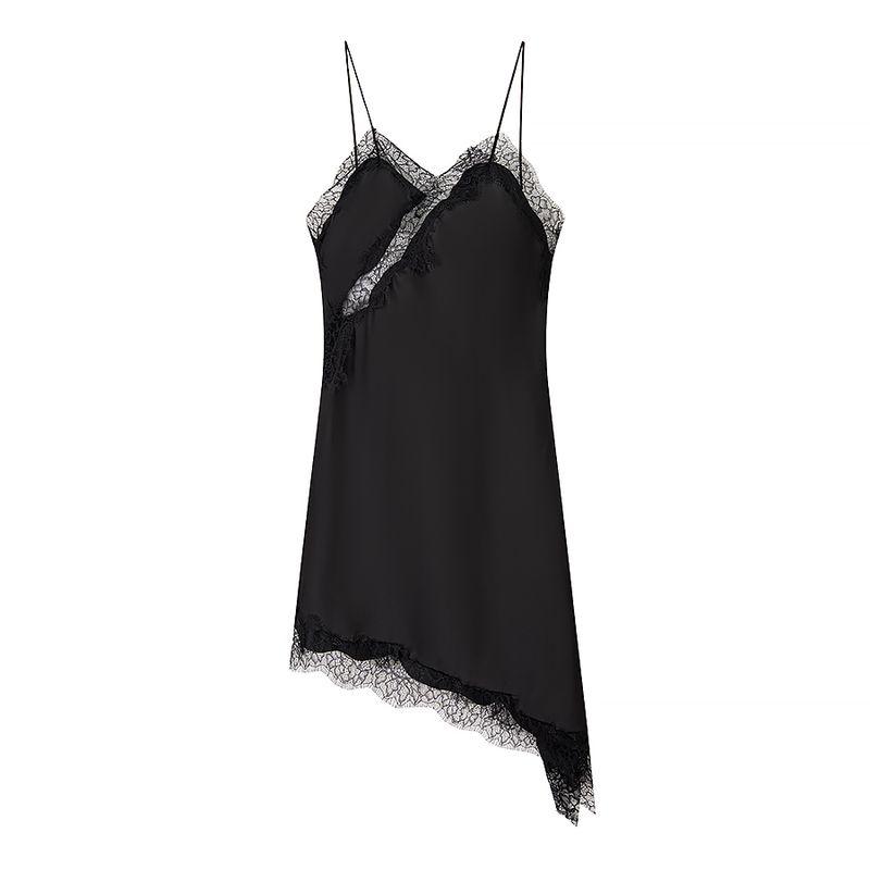 

Мокко Фантом Французский стиль Ретро Продвинутая Романтическая Атмосфера Кружево Асимметричное Сексуальное Облегающее Платье-Камисоль Black L