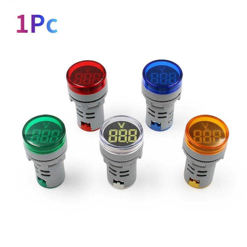 DIY Mini Digital Voltmeter 22mm Round AC 50-500V Volt Voltage Tester Meter Monitor Power LED Indicator Pilot Lamp Light Display