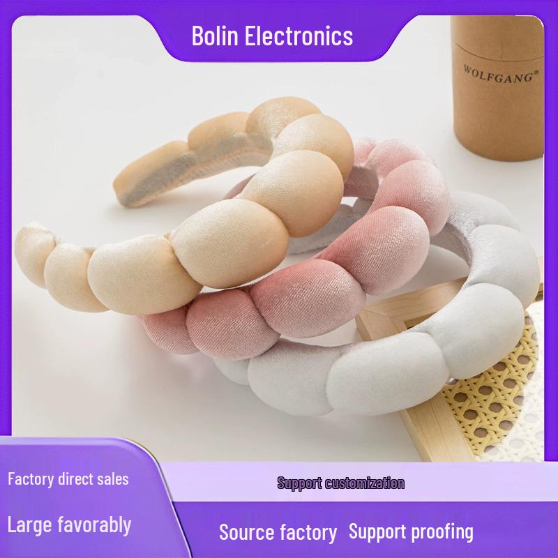 

Korean Velvet Spa Headband - High Skull Sponge Hair Accessory рожевий