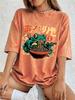 Frog Eating RaUnisex Noodles Printing Washed TShirts Womens Cotton Oversize Tops ONeck Short Sleeve T Shirt Summer Womens Clothes