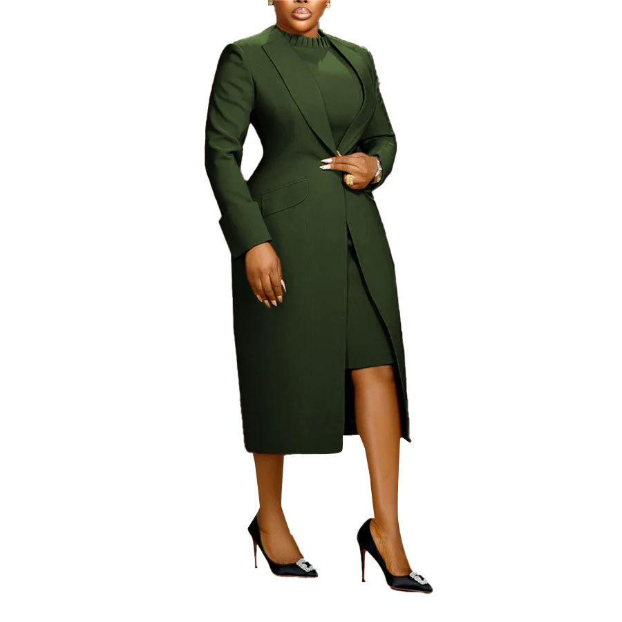 

Long Sleeve Bodycon Midi Dress in Multiple Colors 3XL зелений