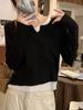 Women's French-Style Knit Sweater: Chic, Soft, Two-Piece Look with Revealing Collarbone for Spring, Autumn, and Winter.