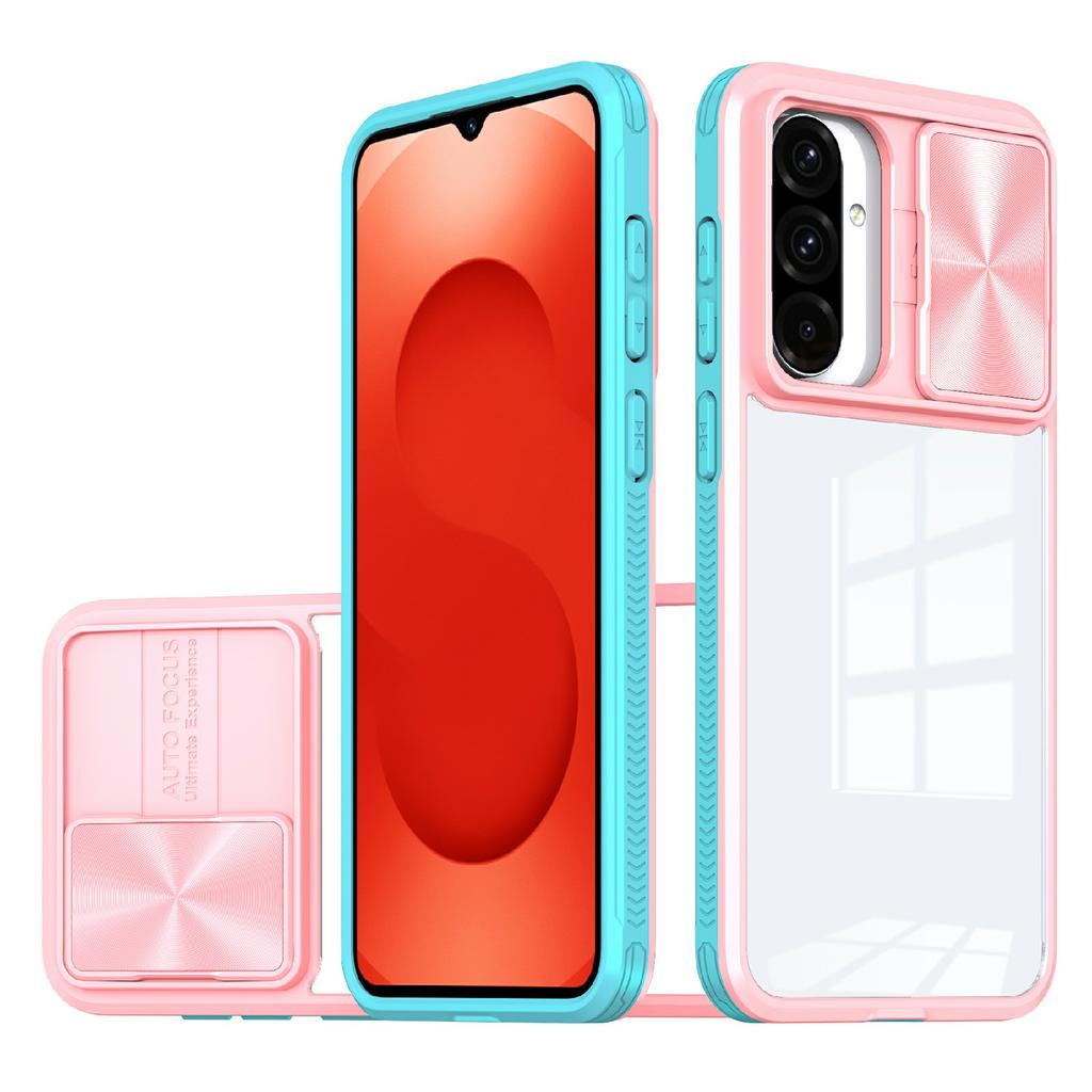 For Samsung Galaxy A26 5G Case TPU + PC Clear Phone Cover with CD-Veins Camera Lens Sliding Lid
