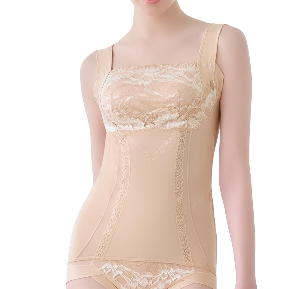 New shaping bra comfortable yet lacy shaper peach L [Bradelis York] Non-wired cami, slimming, bust-up 24, beige,