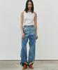 NOIRER FOR WOMAN Crease Washed Wide Denim Pants (Blue)