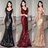 Evening Dress Women's Banquet Temperament Advanced Sense Light Luxury Niche High-end Host Bright Tassel Shoulder Slim Fishtail Dress