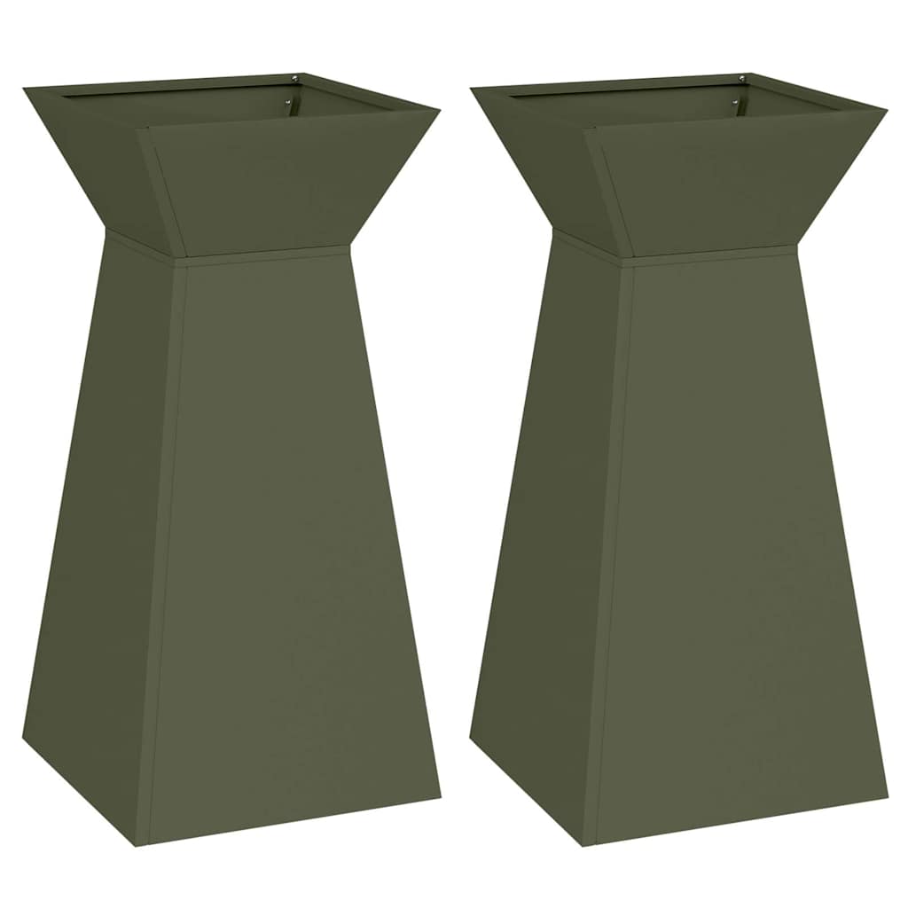Column Planter 2 Pcs Olive 35 X 35 X 73 Cm