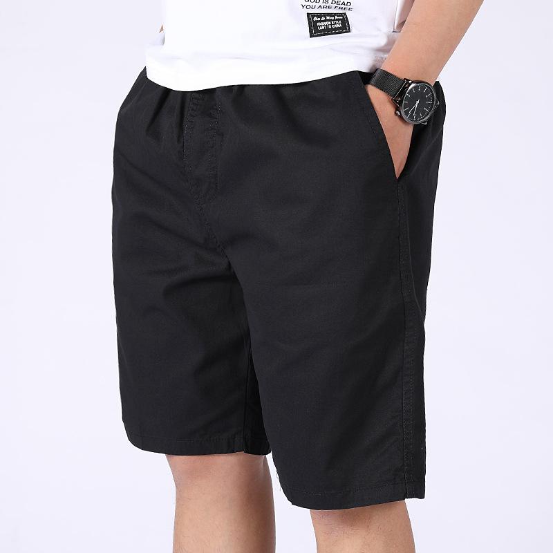 Men s Army Green Elastic Waist Casual Cotton Blend Shorts L чёрный