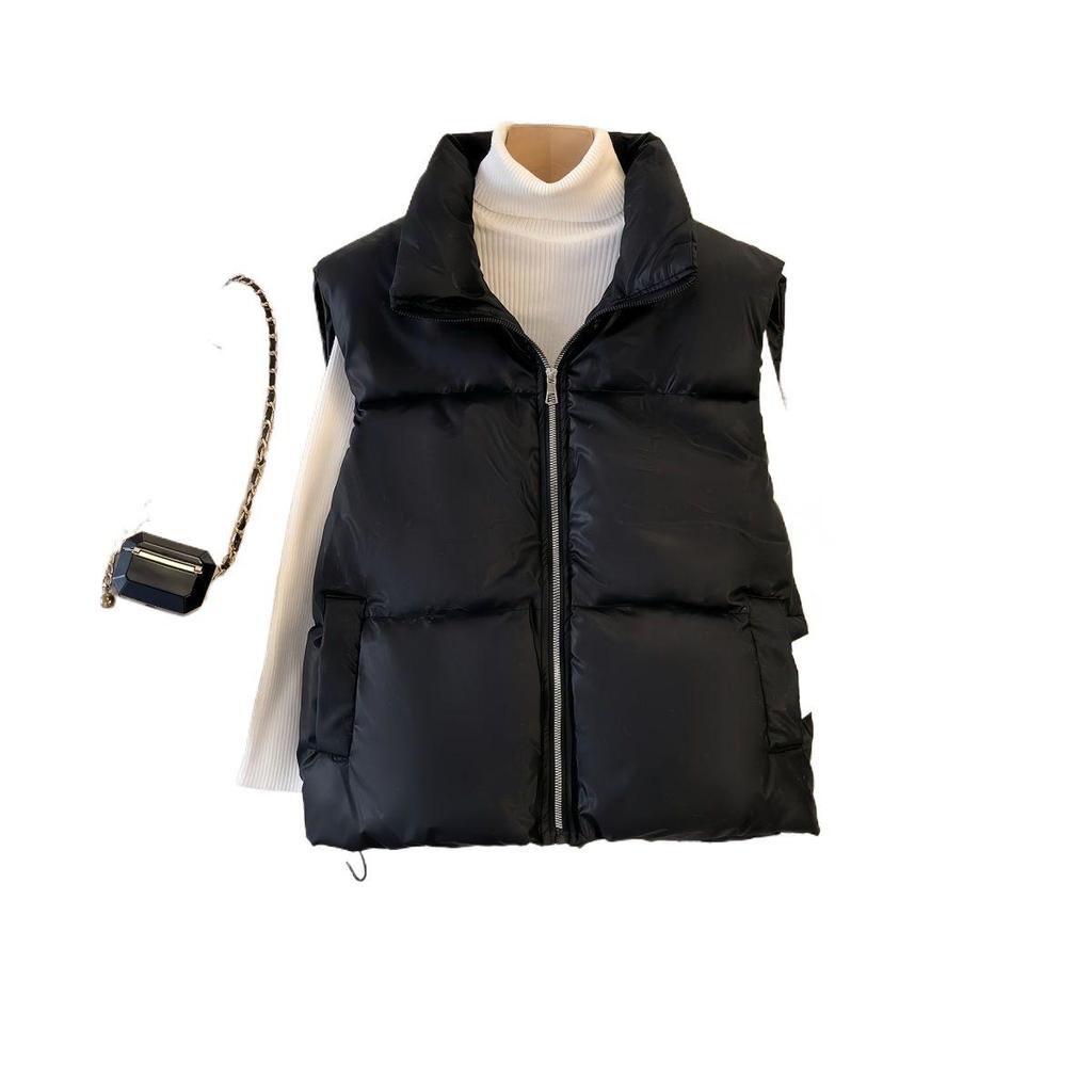 Plus-Size Women's Slimming Cotton Vest - Autumn/Winter Fashion, Versatile Sleeveless Outerwear.