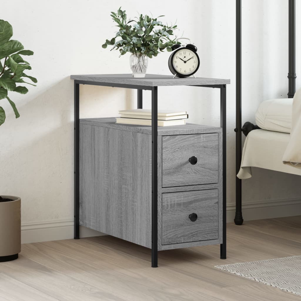 Nightstand Gray Sonoma Oak 30 x 60 x 60 cm Engineered Wood