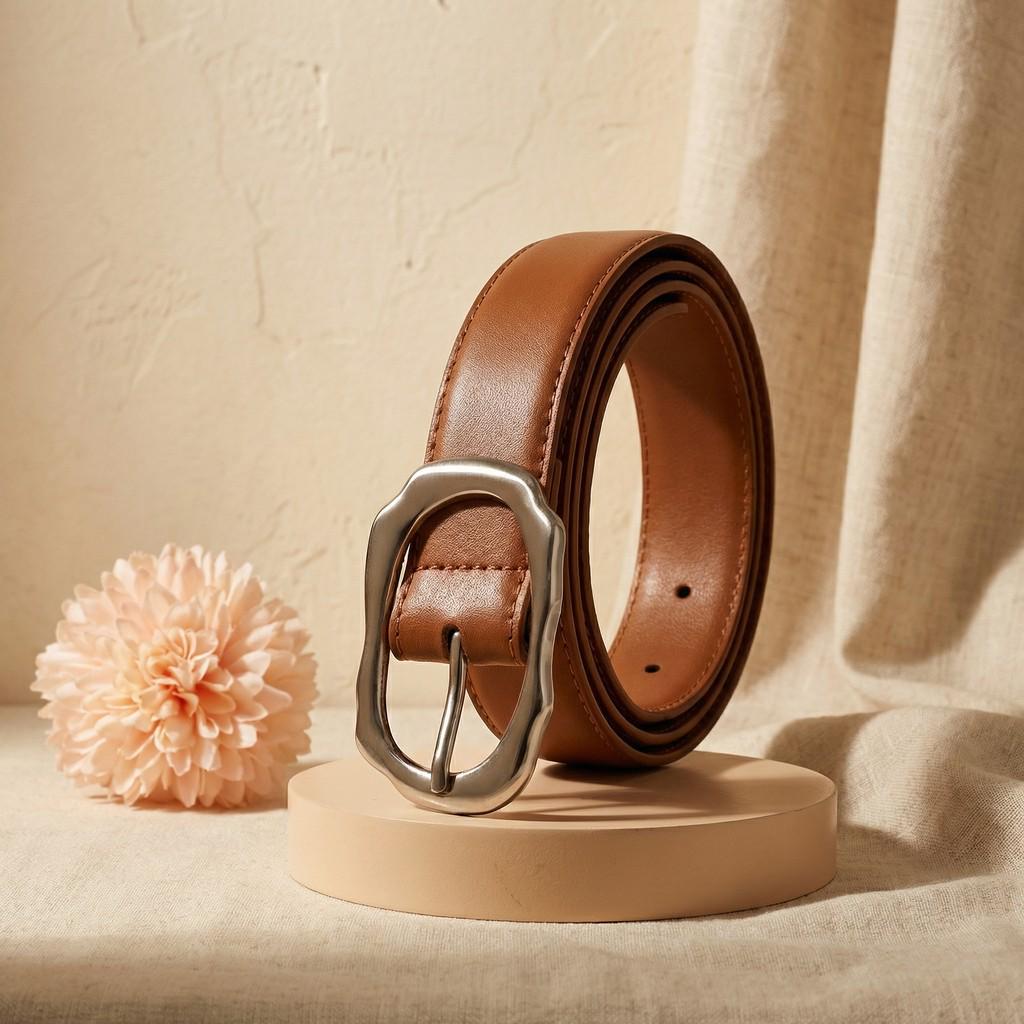 Women s Genuine Cowhide Belt - Pin Buckle, Fashionable, Versatile, Korean Style 105 cm